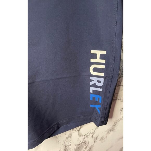 Hurley Mens 30 Boardshorts 4-Way Stretch Water Repellent Surf Shorts Blue/White - Picture 3 of 5